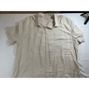 Hawker Rye Linen Shirt Button Up Short Sleeve Casual Beige XXL‎